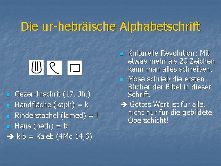 Die ur-hebräische Alphabetschrift Kulturelle Revolution: Mit etwas mehr als 20 Zeichen kann man alles