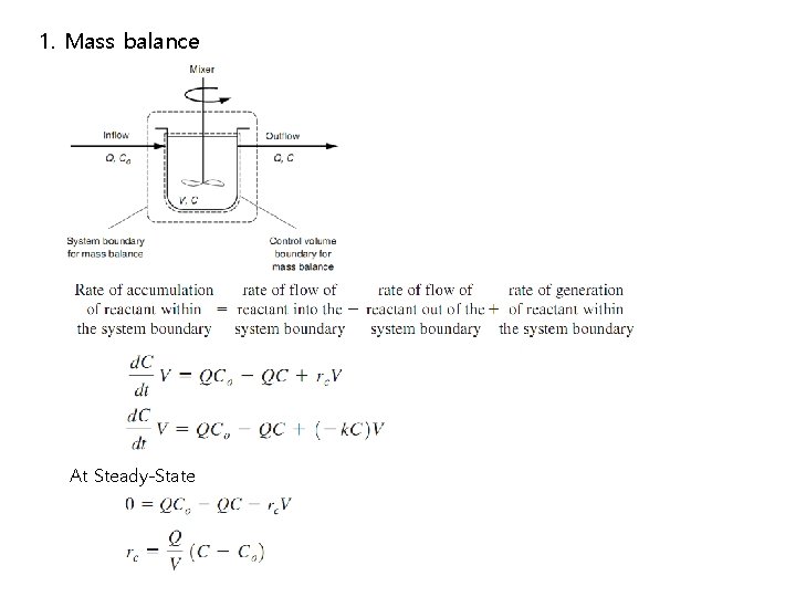 1. Mass balance At Steady-State 