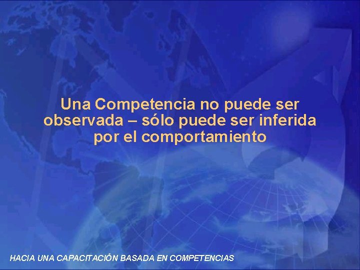 Una Competencia no puede ser observada – sólo puede ser inferida por el comportamiento