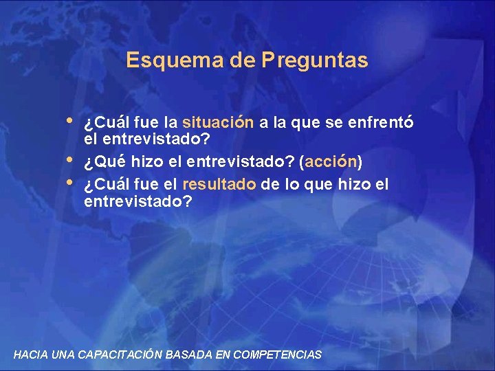 Esquema de Preguntas • • • ¿Cuál fue la situación a la que se