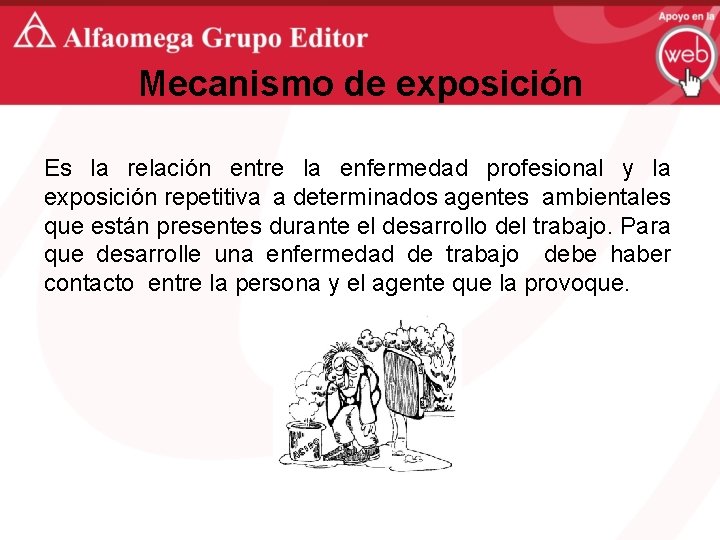 Mecanismo de exposición Es la relación entre la enfermedad profesional y la exposición repetitiva