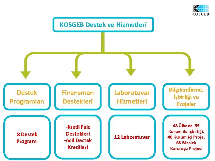 KOSGEB Destek ve Hizmetleri Destek Programları Finansman Destekleri 8 Destek Programı -Kredi Faiz Destekleri