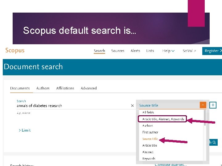 Scopus default search is… Scopus default search is…