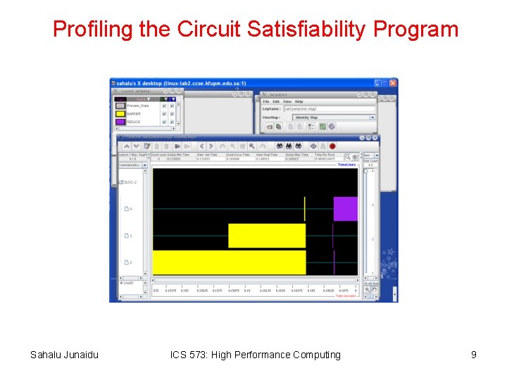 Profiling the Circuit Satisfiability Program Sahalu Junaidu ICS 573: High Performance Computing 9 