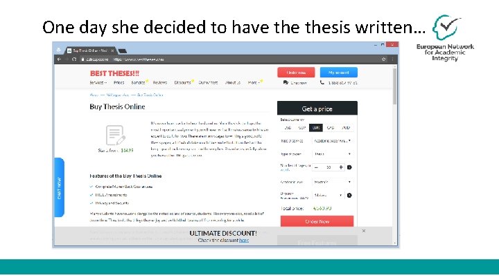 One day she decided to have thesis written… 