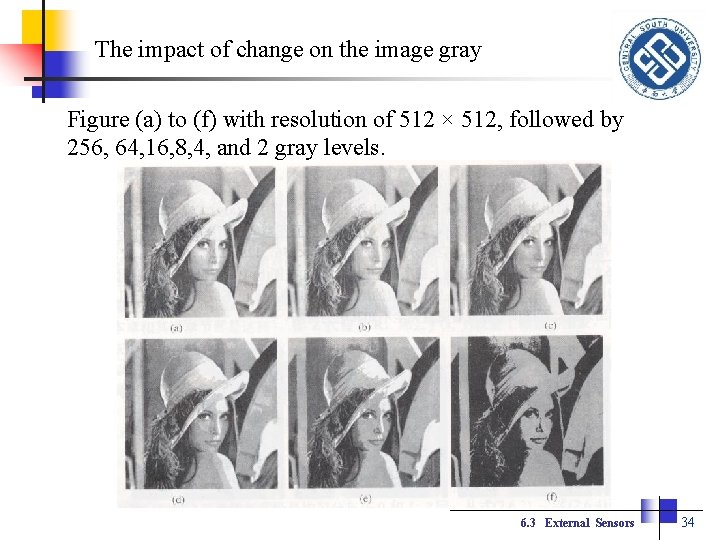 The impact of change on the image gray Figure (a) to (f) with resolution