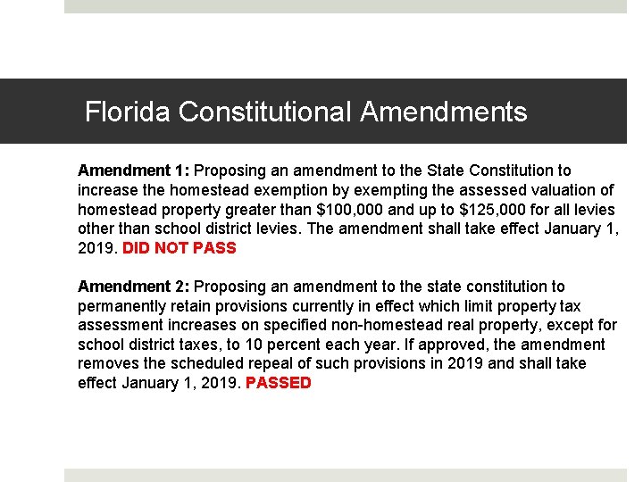 Florida Constitutional Amendments Amendment 1: Proposing an amendment to the State Constitution to increase