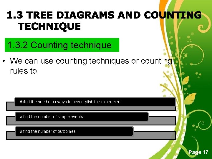 1. 3. 2 Counting technique • We can use counting techniques or counting rules