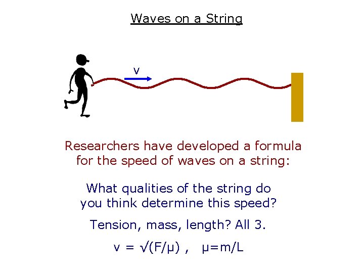 Waves on a String v Researchers have developed a formula for the speed of