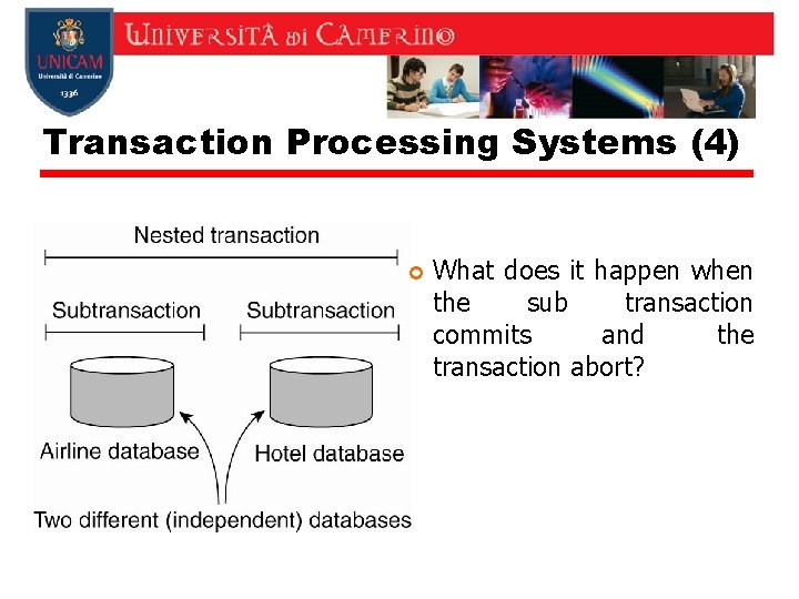Transaction Processing Systems (4) What does it happen when the sub transaction commits and Transaction Processing Systems (4) What does it happen when the sub transaction commits and