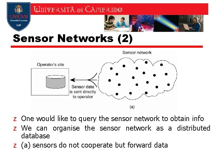 Sensor Networks (2) z One would like to query the sensor network to obtain Sensor Networks (2) z One would like to query the sensor network to obtain