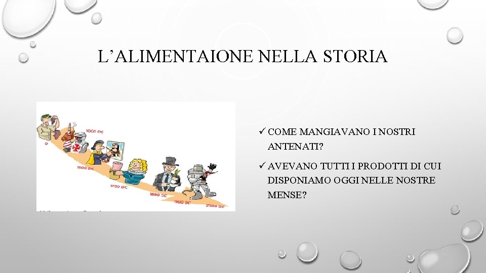 L’ALIMENTAIONE NELLA STORIA ü COME MANGIAVANO I NOSTRI ANTENATI? ü AVEVANO TUTTI I PRODOTTI