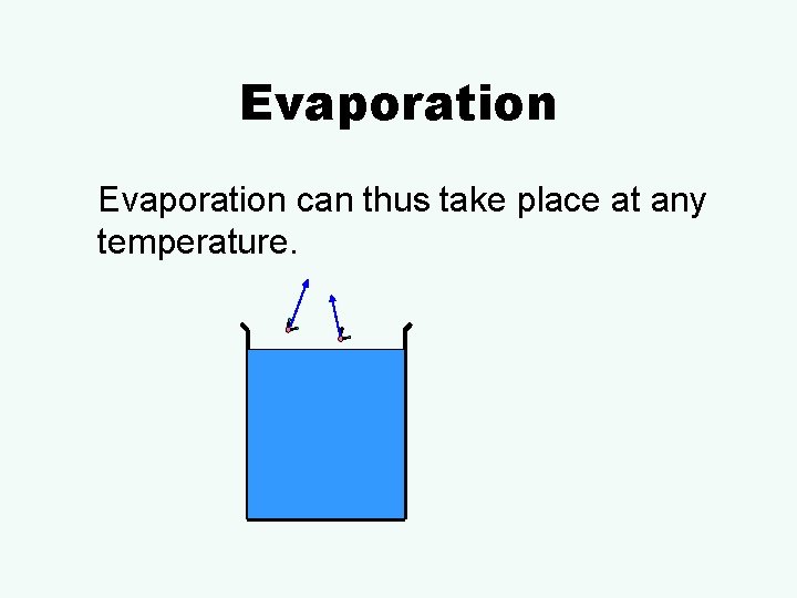 Evaporation can thus take place at any temperature. 