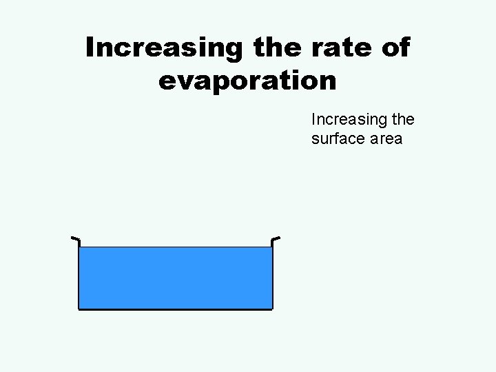 Increasing the rate of evaporation Increasing the surface area 