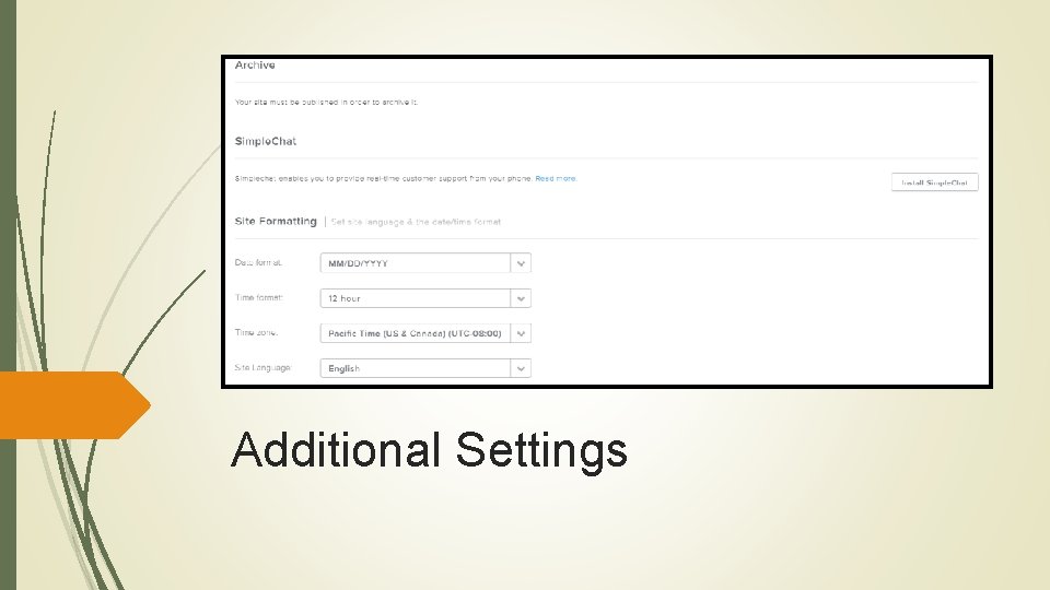 Additional Settings 