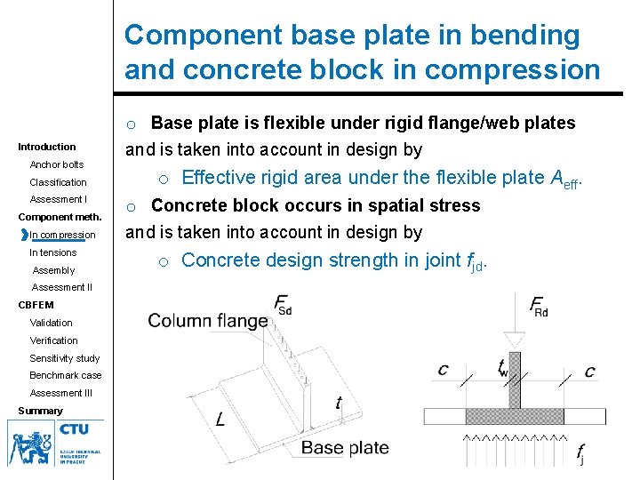 Component base plate in bending and concrete block in compression Introduction Anchor bolts Classification