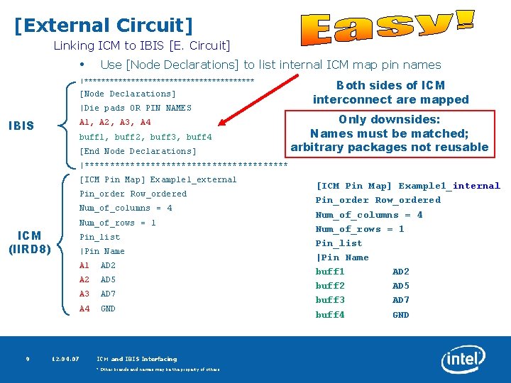 [External Circuit] Linking ICM to IBIS [E. Circuit] • Use [Node Declarations] to list