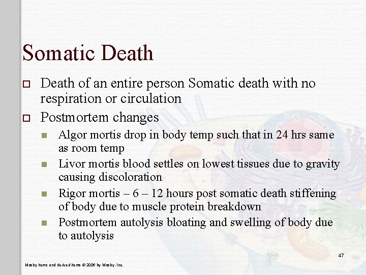 Somatic Death o o Death of an entire person Somatic death with no respiration Somatic Death o o Death of an entire person Somatic death with no respiration