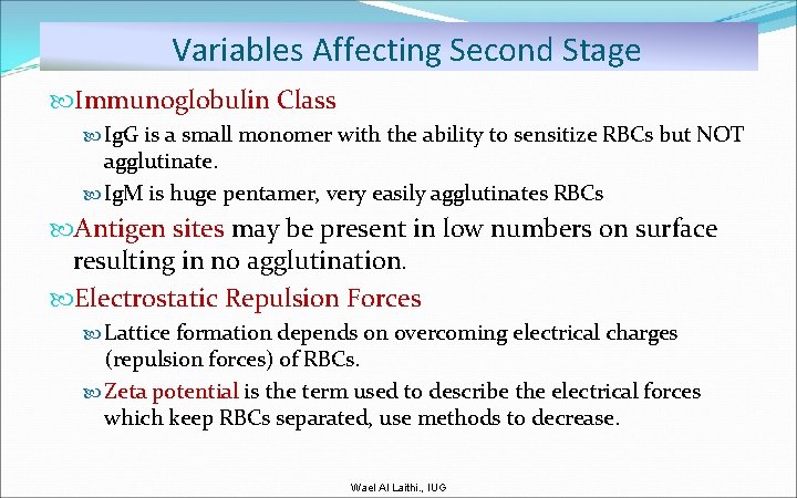 Variables Affecting Second Stage Immunoglobulin Class Ig. G is a small monomer with the