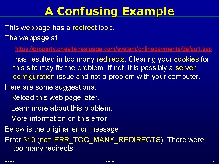 A Confusing Example This webpage has a redirect loop. The webpage at https: //property.