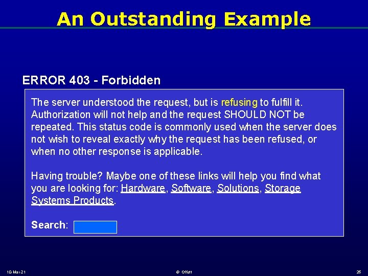 An Outstanding Example ERROR 403 - Forbidden The server understood the request, but is
