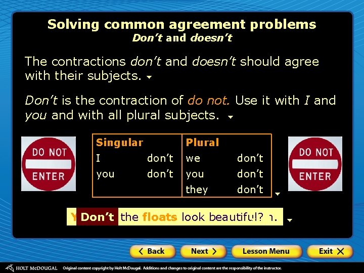 Solving common agreement problems Don’t and doesn’t The contractions don’t and doesn’t should agree