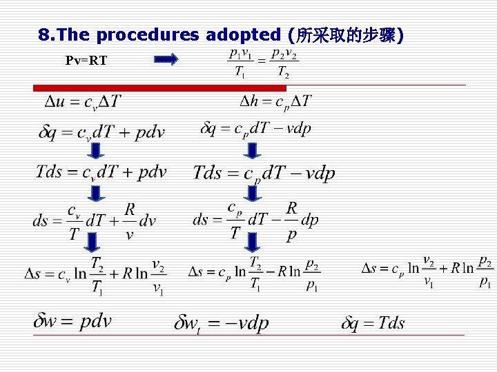 8. The procedures adopted (所采取的步骤) Pv=RT 8. The procedures adopted (所采取的步骤) Pv=RT