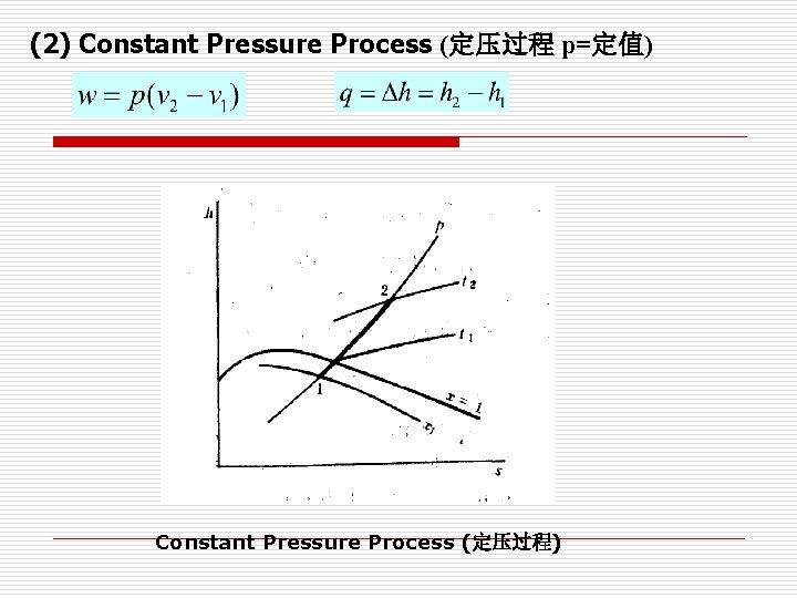 (2) Constant Pressure Process (定压过程 p=定值) Constant Pressure Process (定压过程) (2) Constant Pressure Process (定压过程 p=定值) Constant Pressure Process (定压过程)