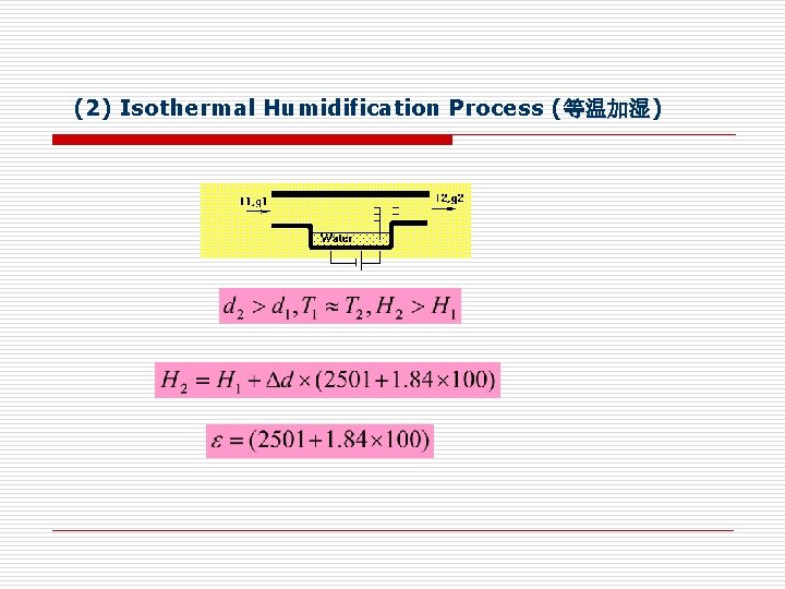(2) Isothermal Humidification Process (等温加湿) (2) Isothermal Humidification Process (等温加湿)