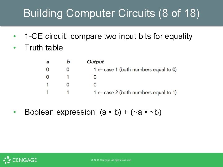 Building Computer Circuits (8 of 18) • • 1 -CE circuit: compare two input