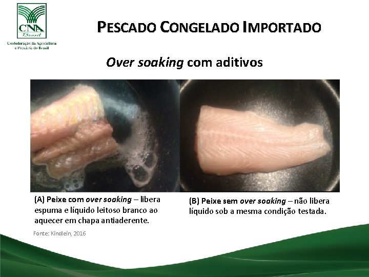 PESCADO CONGELADO IMPORTADO Over soaking com aditivos (A) Peixe com over soaking – libera