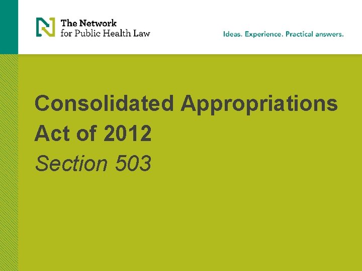 Consolidated Appropriations Act of 2012 Section 503 