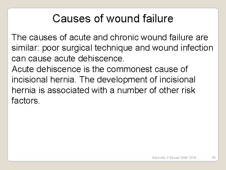 Causes of wound failure The causes of acute and chronic wound failure are similar: