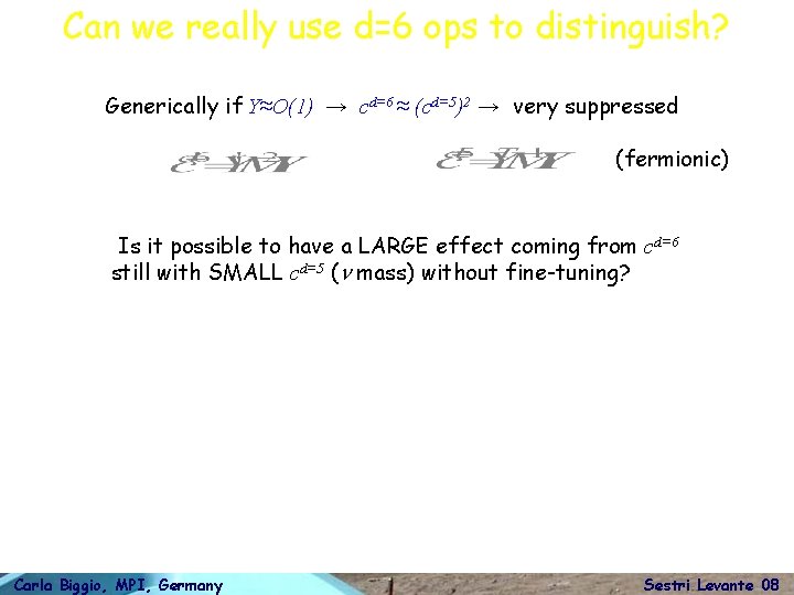 Can we really use d=6 ops to distinguish? Generically if Y≈O(1) → cd=6 ≈