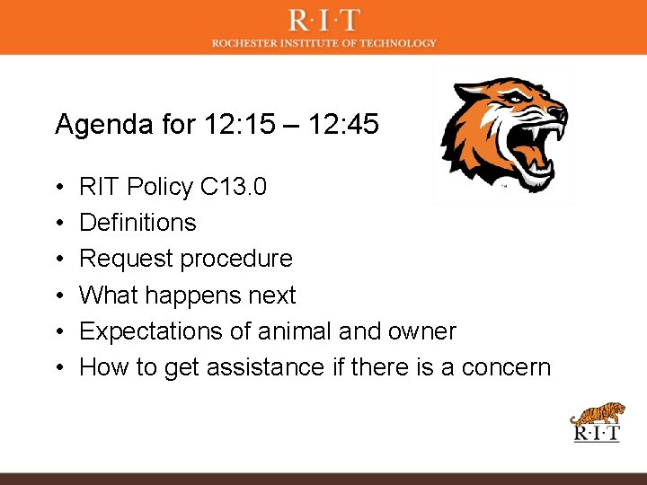 Agenda for 12: 15 – 12: 45 • • • RIT Policy C 13.