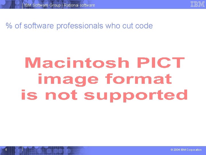 IBM Software Group | Rational software % of software professionals who cut code 5
