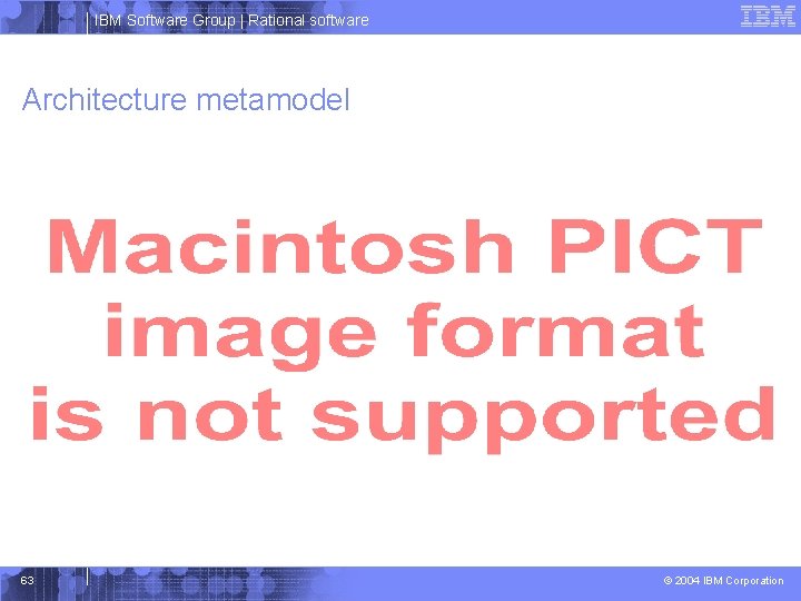 IBM Software Group | Rational software Architecture metamodel 63 © 2004 IBM Corporation 