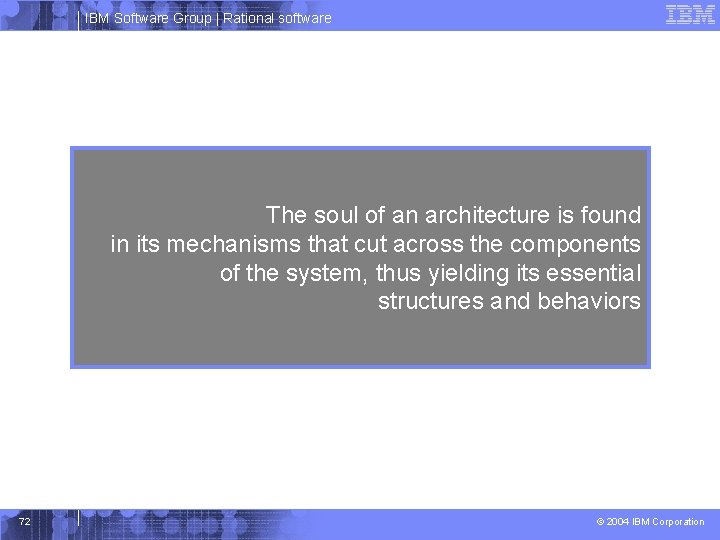 IBM Software Group | Rational software The soul of an architecture is found in
