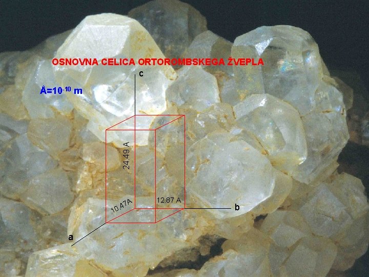 OSNOVNA CELICA ORTOROMBSKEGA ŽVEPLA c 24. 49 A Å=10 -10 m A 7 0.