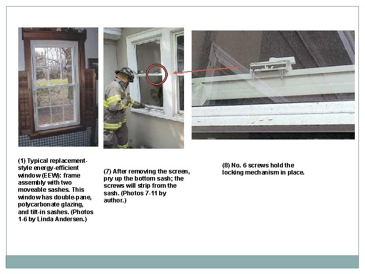 (1) Typical replacementstyle energy-efficient window (EEW): frame assembly with two moveable sashes. This window