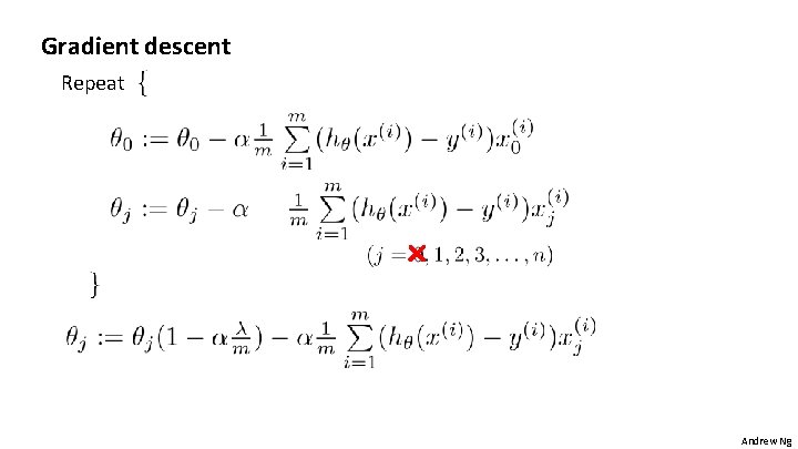 Gradient descent Repeat Andrew Ng 
