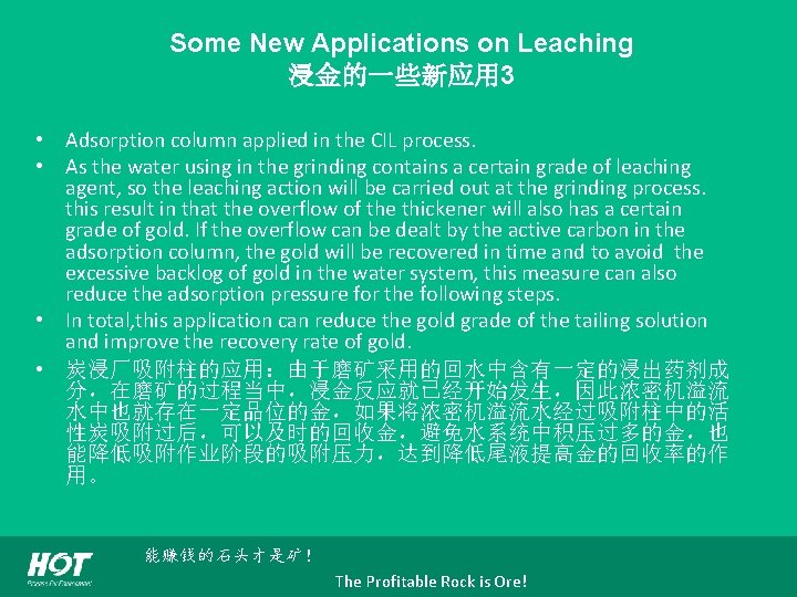 Some New Applications on Leaching 浸金的一些新应用 3 • Adsorption column applied in the CIL