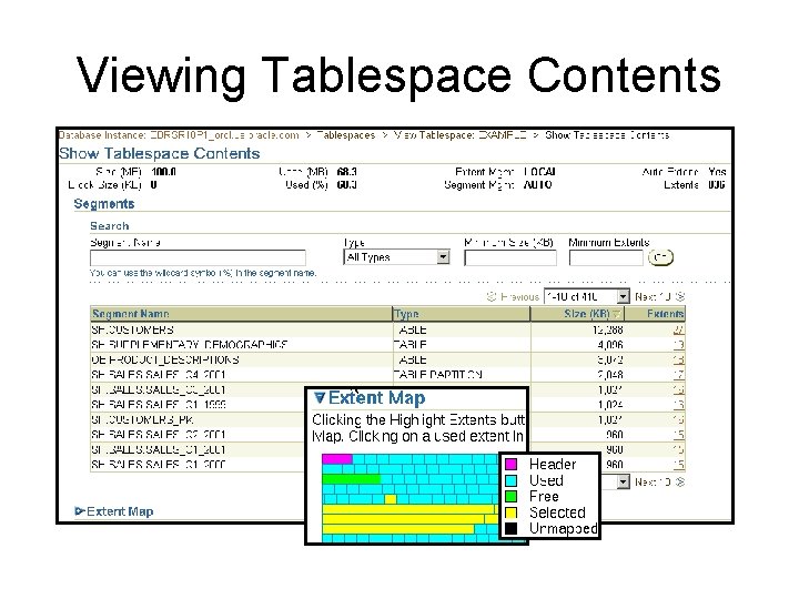 Viewing Tablespace Contents • 12061_1_sel_ts_3 