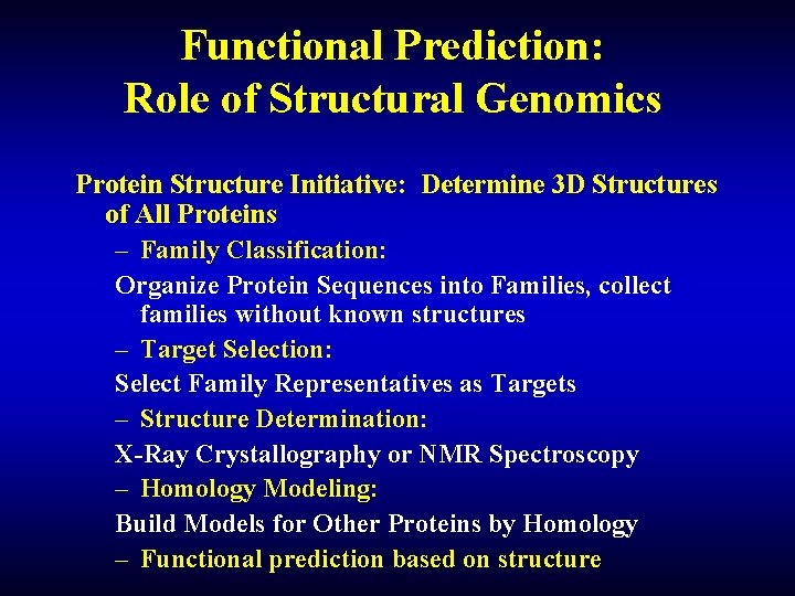Functional Prediction: Role of Structural Genomics Protein Structure Initiative: Determine 3 D Structures of