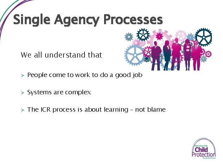 Single Agency Processes We all understand that Ø People come to work to do