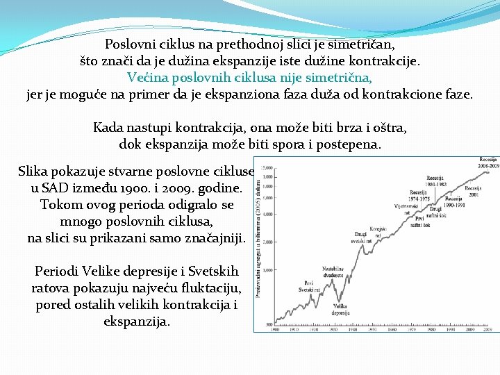 Poslovni ciklus na prethodnoj slici je simetričan, što znači da je dužina ekspanzije iste