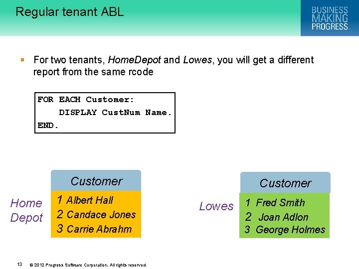 Regular tenant ABL § For two tenants, Home. Depot and Lowes, you will get