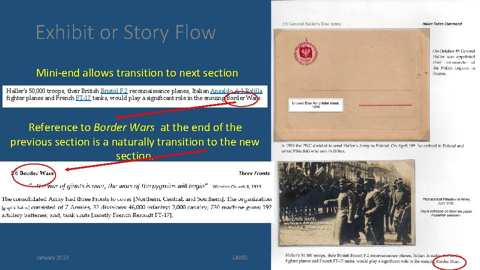 Exhibit or Story Flow Mini-end allows transition to next section Haller's 50, 000 troops,