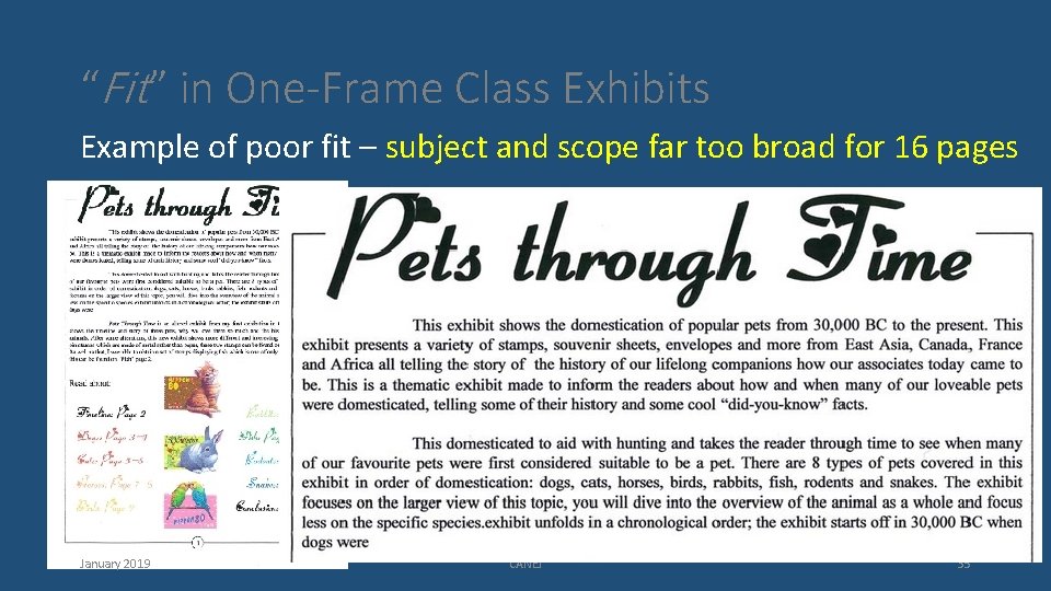 “Fit” in One-Frame Class Exhibits Example of poor fit – subject and scope far