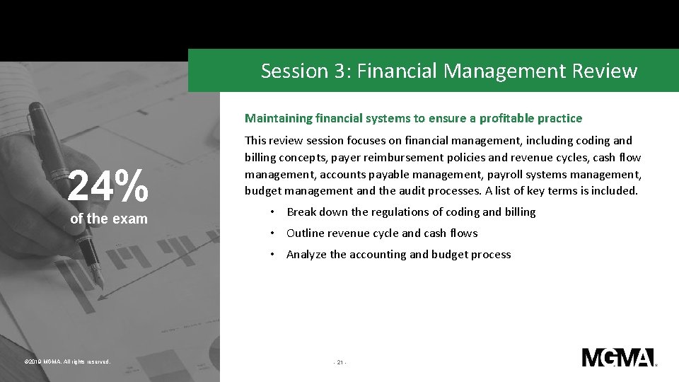 Session 3: Financial Management Review Maintaining financial systems to ensure a profitable practice 24%